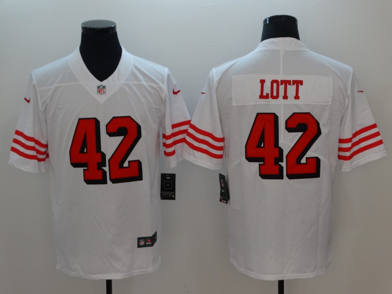 Men's San Francisco 49ers Ronnie Lott #42 White Jersey